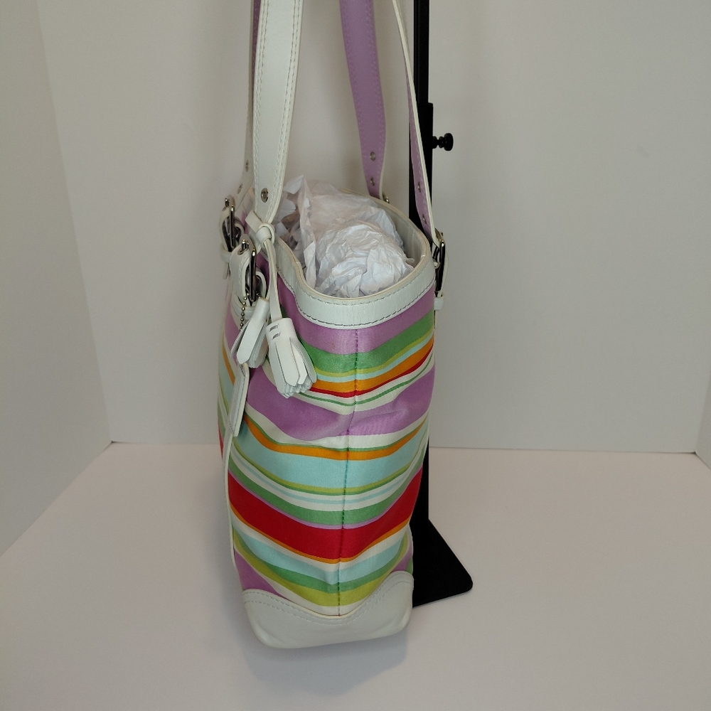 Coach Hampton Multicolor Striped Tote Bag - Picture 3 of 15